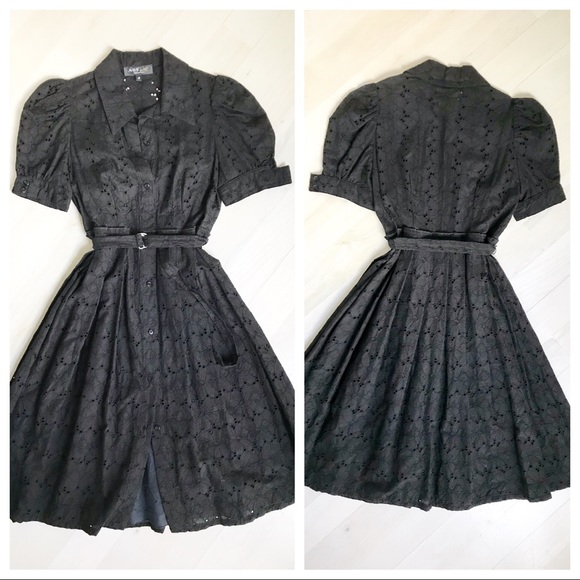 ABS Allen Schwartz Dresses & Skirts - ABS Fit & Flare Black Eyelet Dress wSlip 4 (HP)